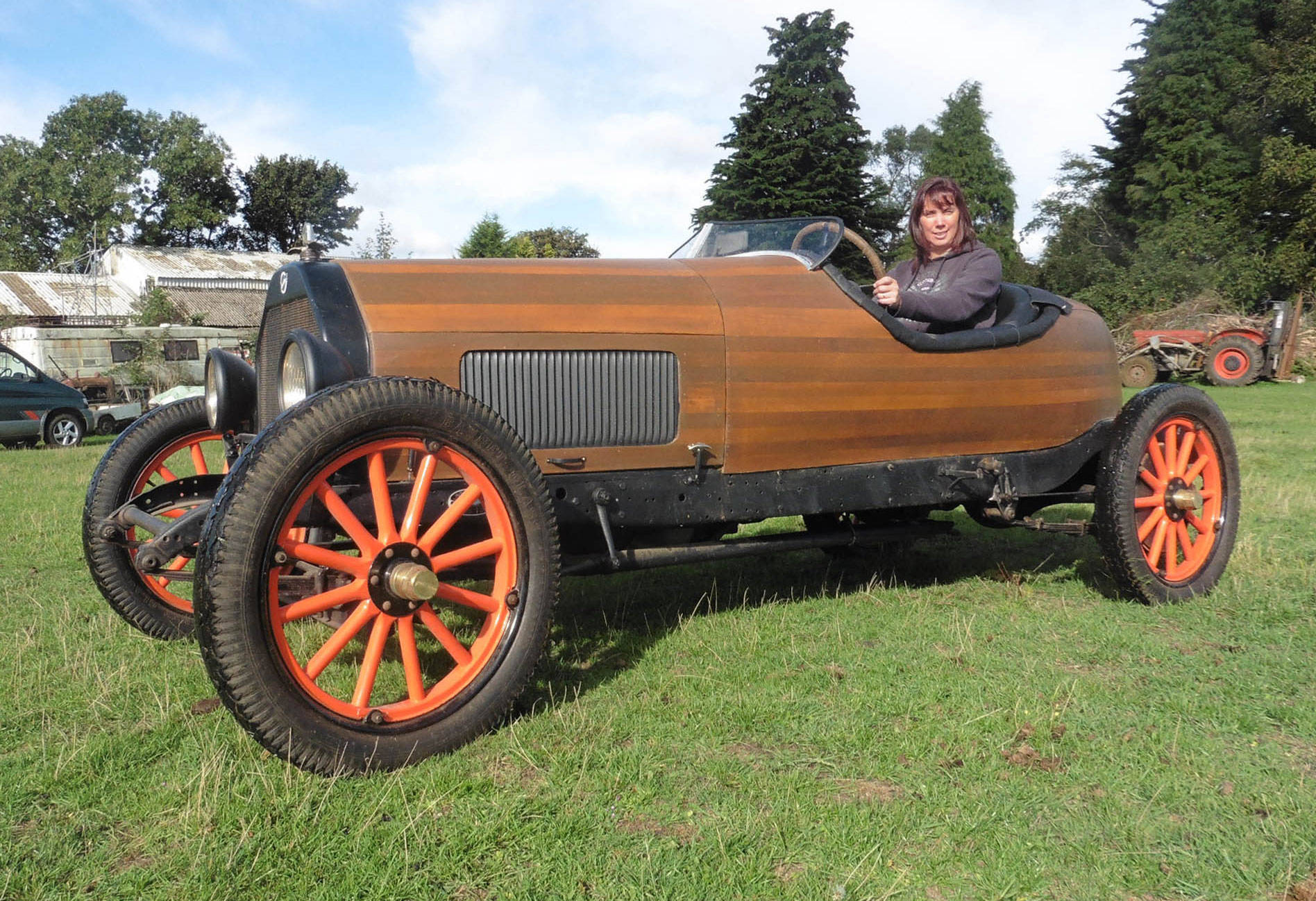 Car with cedar strip body